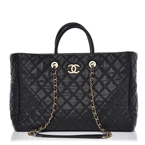 chanel caviar shopper tote|CHANEL Caviar Quilted Large Shopping Tote Black.